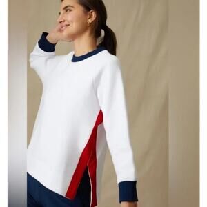 Tuckernuck Womens Americana Maggie Pullover Medium White Blue Red Crew Neck Flaw